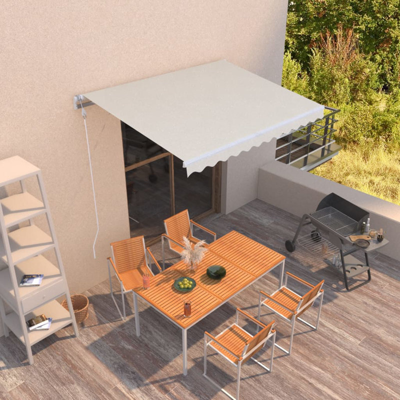 VidaXL Polyester Cover Retractable Patio Awning, 157.5" x 118.1", Cream