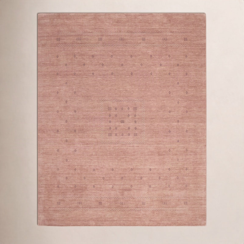 Simi Hand Knotted Cotton/Wool Southwestern Area Rug, Peach, Rectangle 8' x 10'