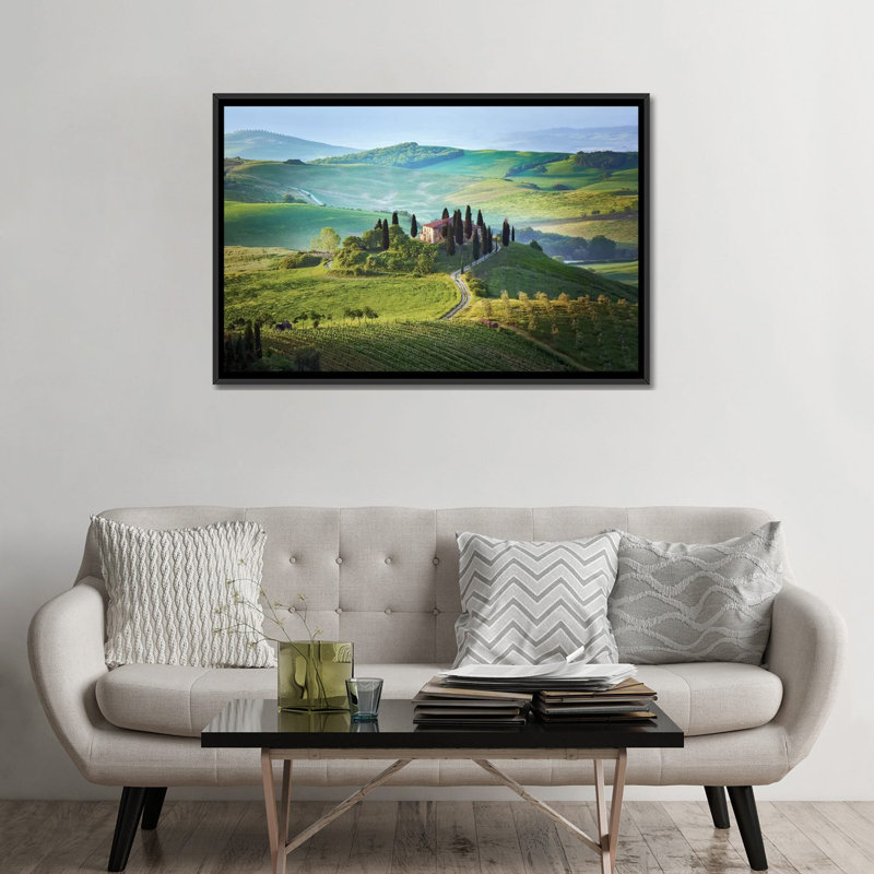 « il belvedere, tuscany, italie », reproduction de photo sur toile, H 40 po x l 60 po x P 1,5 po, Toile avec cadre noir