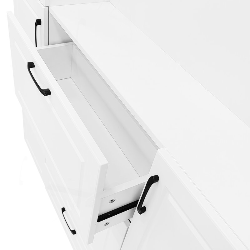 51.1'' Entryway Bench With Integrated Shoe Cabinet, 3-In-1 Design And Mirrored Cabinet Door, Hall Tree With 4 Sturdy Hooks And Foldable Seat For Entrance, Living Room