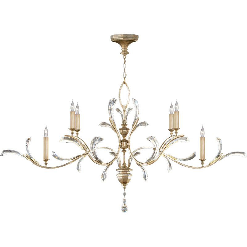 Beveled Arcs 6 - Light Chandelier, Silver