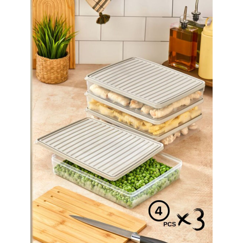 Ensemble de boîte de rangement (12 pièces), Crème, crème
