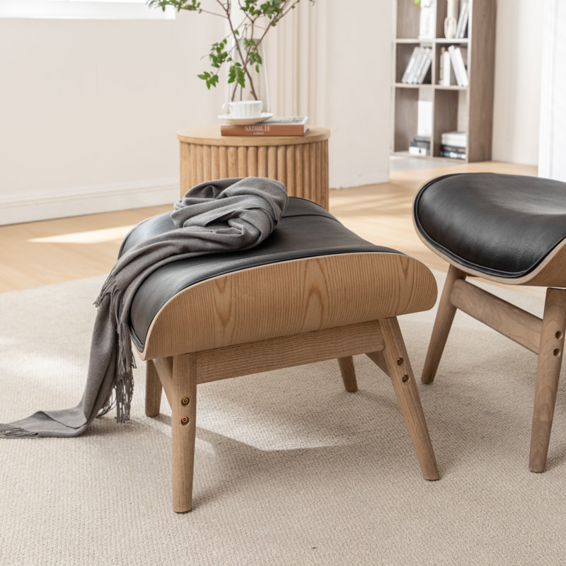 Jeyshan Upholstered Ottoman, Black Polyester