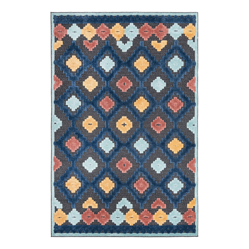 Haynie Indoor/Outdoor Rug Charcoal, Rectangle 5'3" x 8'