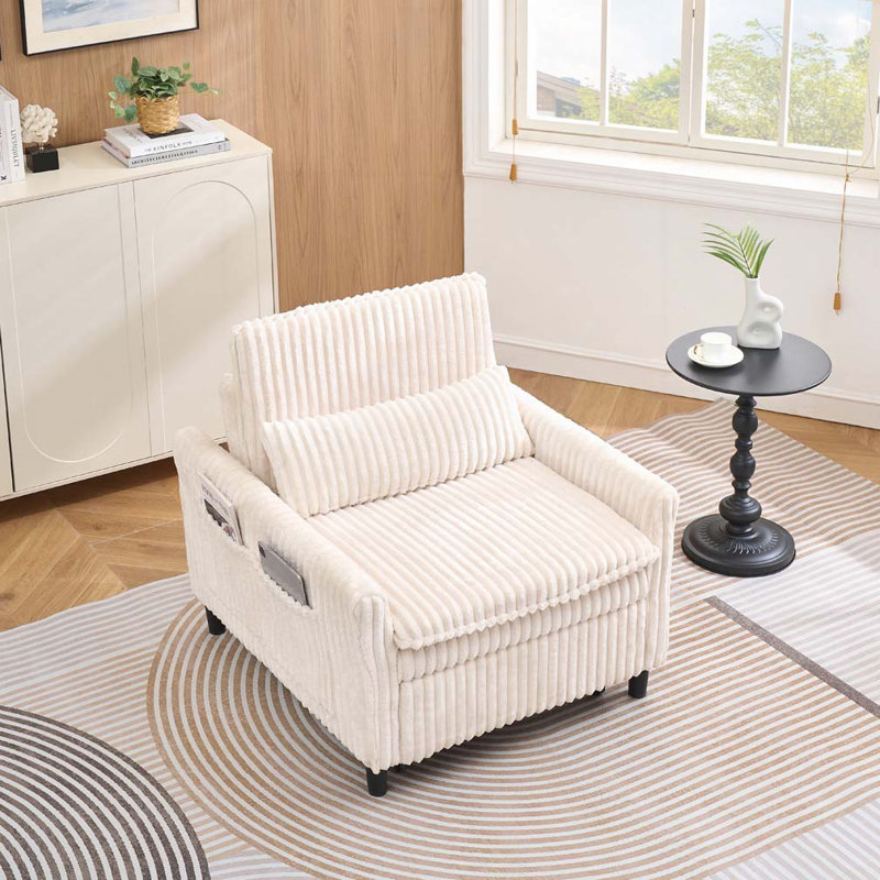 Fauteuil club en velours côtelé, Beige