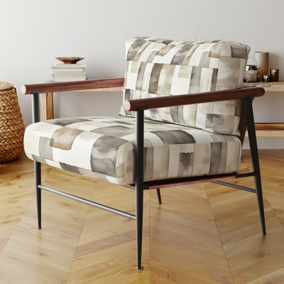 Chaise rembourrée gris et beige Country Farmhouse