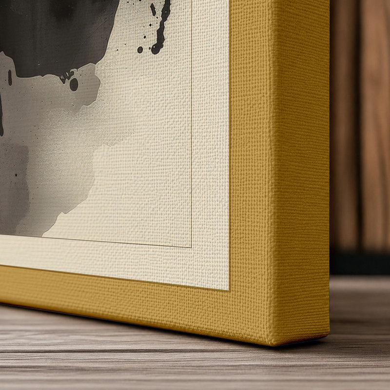 Mountains in Mist Japandi - Wrapped Canvas, 24x16 - 61.0 x 40.6 cm, Ochre Border