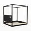 Lit plateforme à baldaquin en bois avec tête de lit tapissier-128949053-128949056