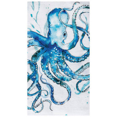Torchon de cuisine nautique imprimé Octopus