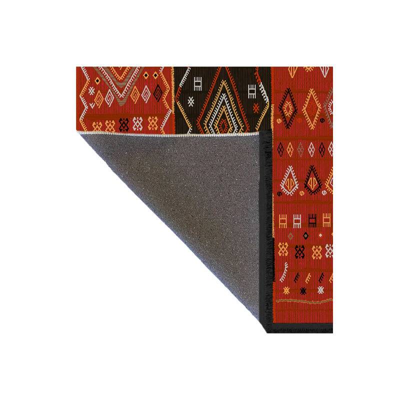 Tapis décoratif rouge à motif traditionnel rouge, Rectangle 3 pi 9,81 po x 4 pi 11,06 po