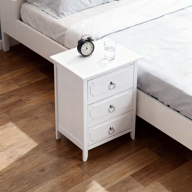Table de chevet 3 tiroirs blanche