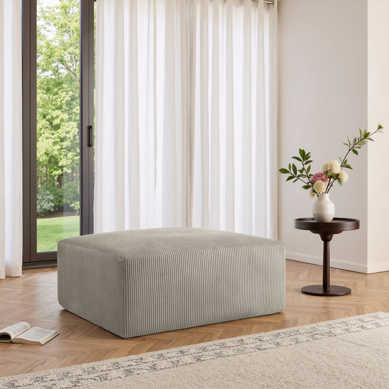 40.12cm Wide Rectangle Solid Colour Ottoman, Brown