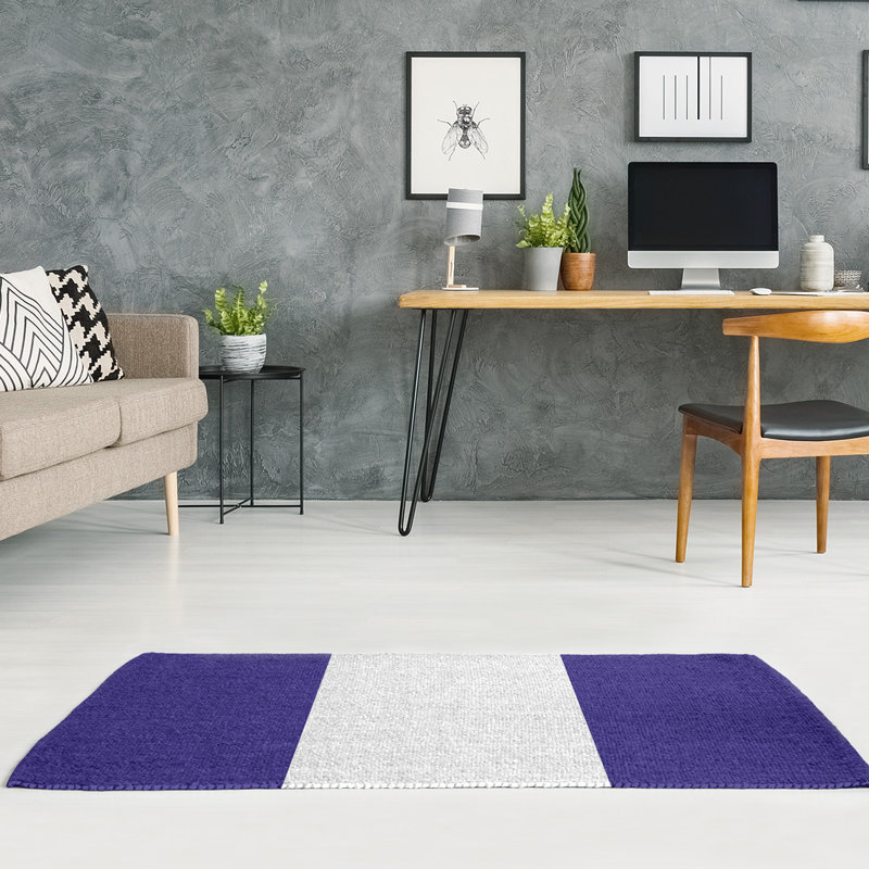 Tapis à rayures de football de couleur mauve baltimore, Rectangle 5 pi x 7 pi