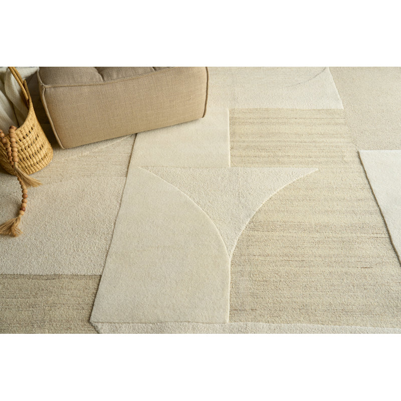 Armandi Hand Tufted New Zealand Wool Beige/Ivory Area Rug, 12'X15'