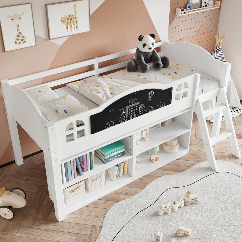 Single (3') Cabin Bed Bed Frame with Storage Included with Built-in Ladder Included