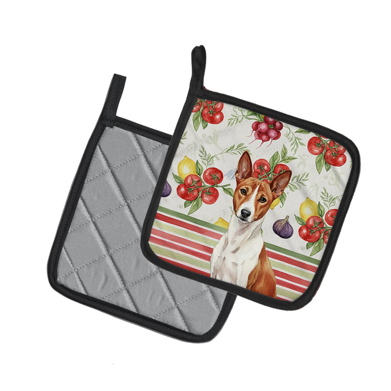 Paire de poignées rouges et blanches Basenji, Rouge / Blanc