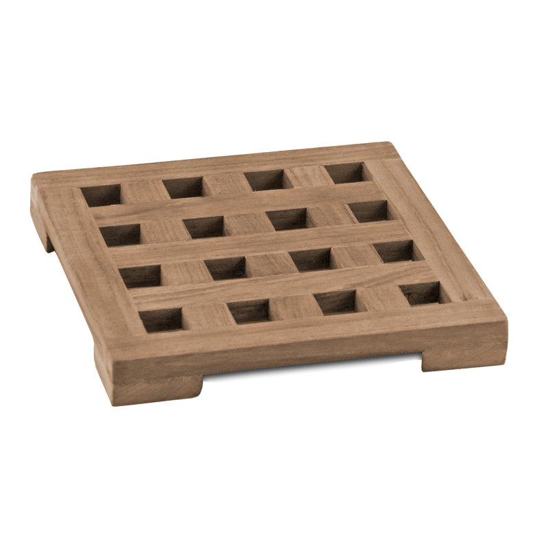 Wood Square 1 Piece Trivet, Small