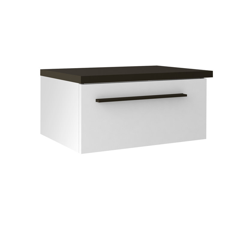 Hailey 51.7cm W Particle Board / Chipboard Bedside Table, White/Grey Moonstone