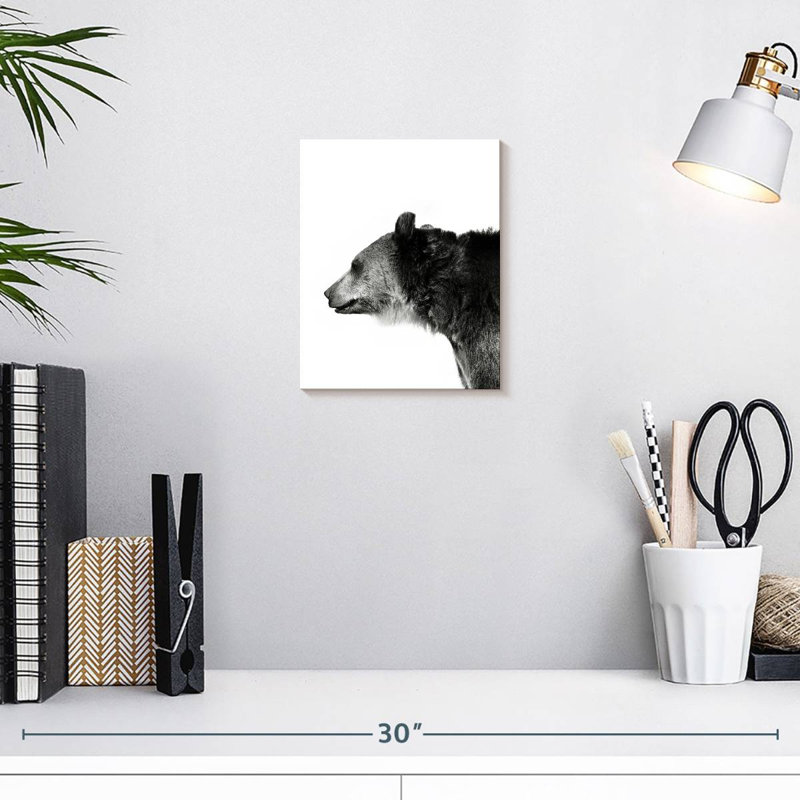 Tête d'ours monochrome, H 10 po x l 8 po x P 1 po