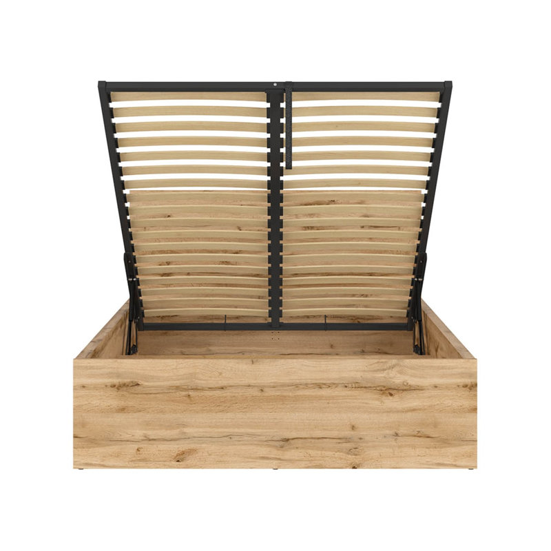 Kennet Ottoman Bed with Lift-Up Storage, European Double (140 x 200cm), Oak Wotan