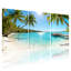 Scénario et paysages urbains, plage tropicale, palmiers, bateau à eau transparent, ensemble de 3 impressions sur toile-1125987267