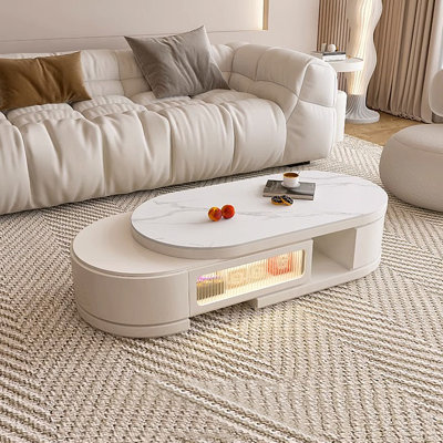 Table basse extensible crème