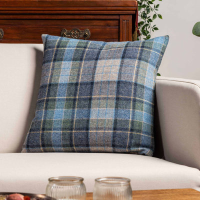 Lockwood Wool Check Cushion in Denim Blue