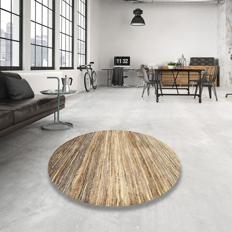 Tapis contemporain brun clair, Rond 4 pi