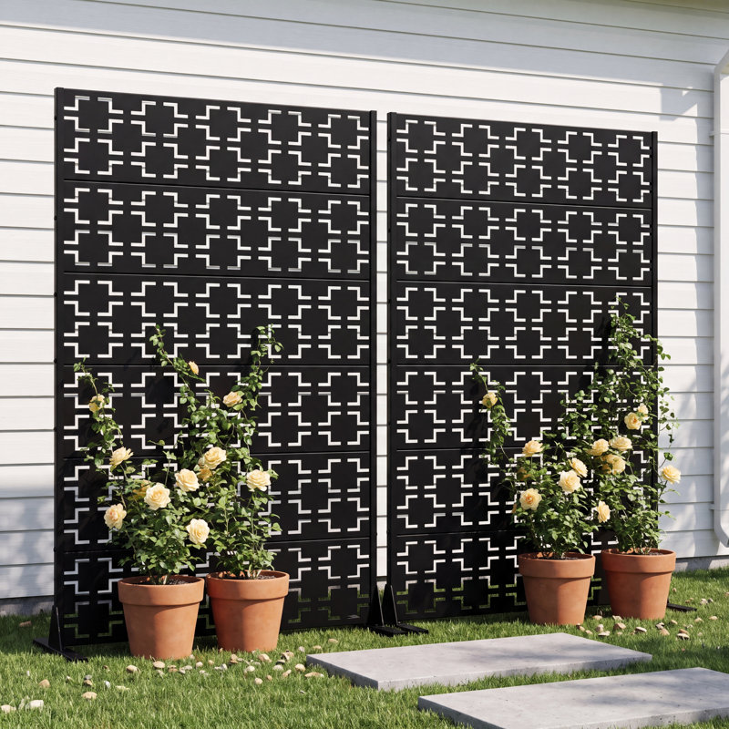 183cm H Freestanding Metal Room Divider Decorative Privacy Screen Garden Lattice Panel Trellis for Patio, Balcony, Backyard, Pool, Indoor Room