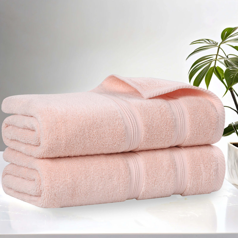 Smart Dry Zero Twist Cotton Medium Weight Bath Sheets (Set of 2), Peach