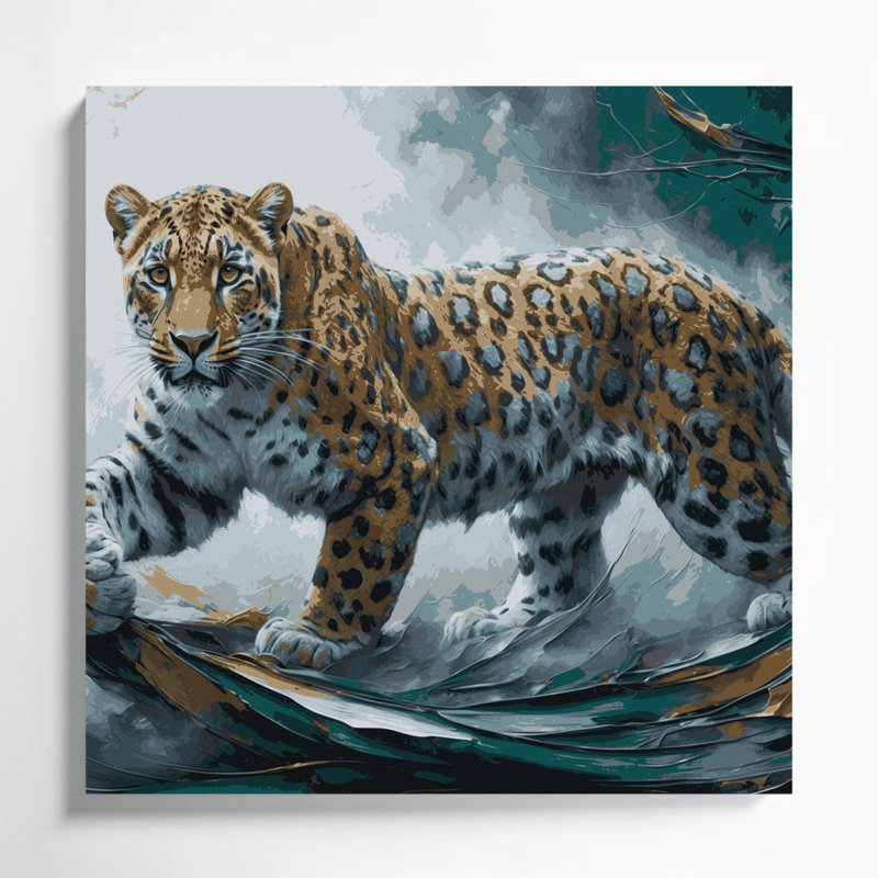 Art animalier sur toile gris, H 12 po x l 12 po