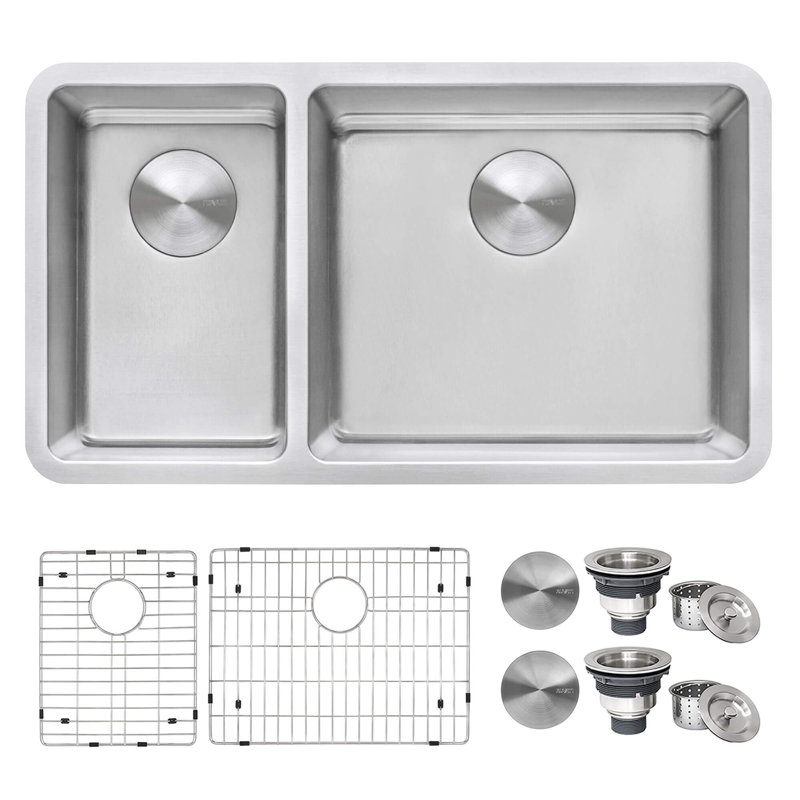 Évier de cuisine encastrable 32 pouces Ruvati, Bol double 30/70