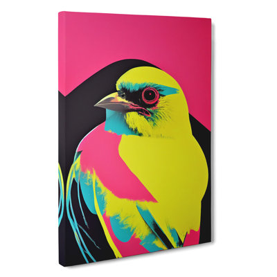 Technicolour Bird No.3 Abstract - Wrapped Canvas