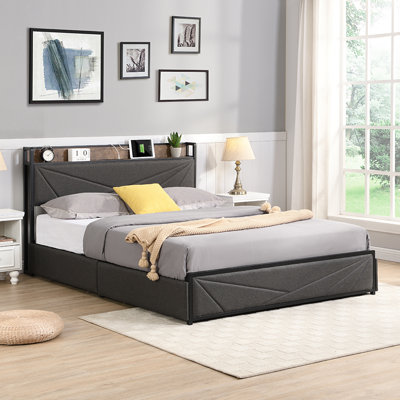 Izaic Storage Bed with LED Lights & Charging Station