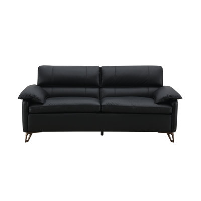 Eilene Black Top Grain Leather Loveseat