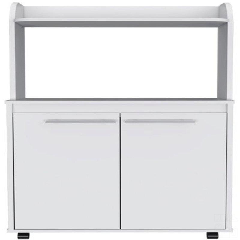 Kitchen Kart, Double Door Cabinet, One Open Shelf, Two Interior Shelves