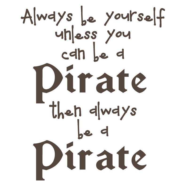 Décalcomanie murale toujours en pirate, H 26 po x l 21 po x P 0,01 po, Brun