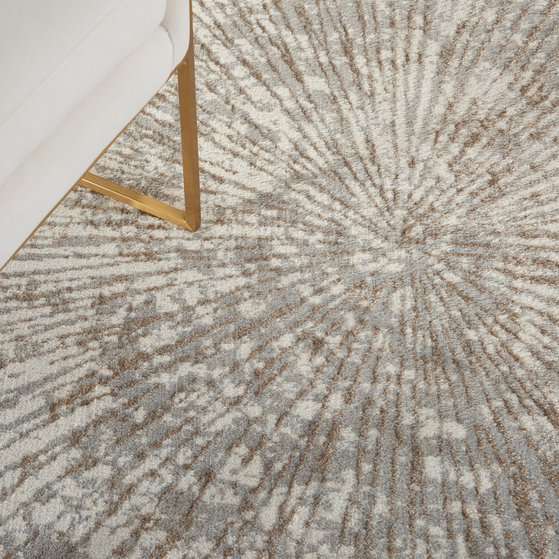 Gray and Gold Abstract 8' x 10' Synthetic Area Rug