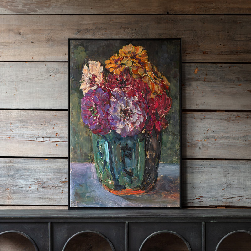 Summer Zinnias Framed Canvas Wall Art