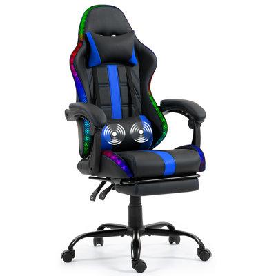 Fauteuil de massage avec jeu RVB à DEL et repose-pieds