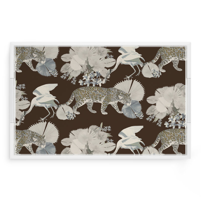 Leopard Walk Acrylic Rectangle Decorative Tray, Chocolatte, 22.5"W x 14.5"D x 2"H