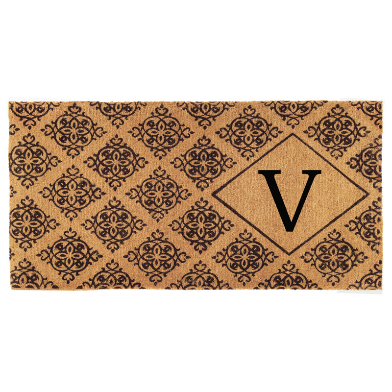 Zambrana Personalizable Outdoor Doormat, V, Rectangle 3' x 6'