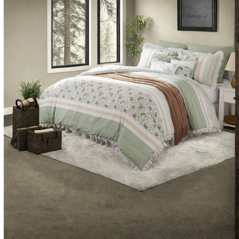 Cotton Comforter Bedding Set, Queen Size, Farmhouse Style For All Seasons