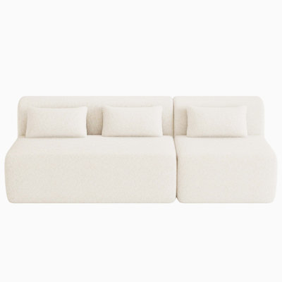 Classic Upholstered Sofa Couch with Matching Back Pillows for Living Room Decor