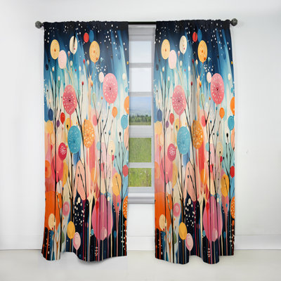 Shyann Colorful Mid Century Colorful Contrasts III - Mid-Century Curtain - Velvet Room Darkening - 1 Panel