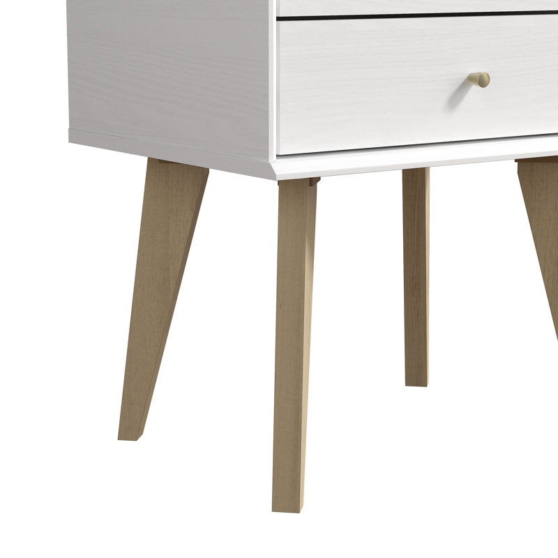 Table de chevet 2 tiroirs Branquinha, Perle chêne blanc / chêne Oslo, Individuel