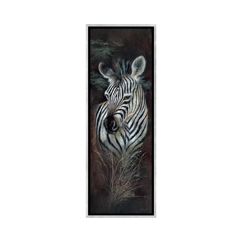 «Striped Innocence» par Ruane Manning - reproduction d'art, H 60 po x l 20 po x P 1,5 po, Toile avec cadre argenté