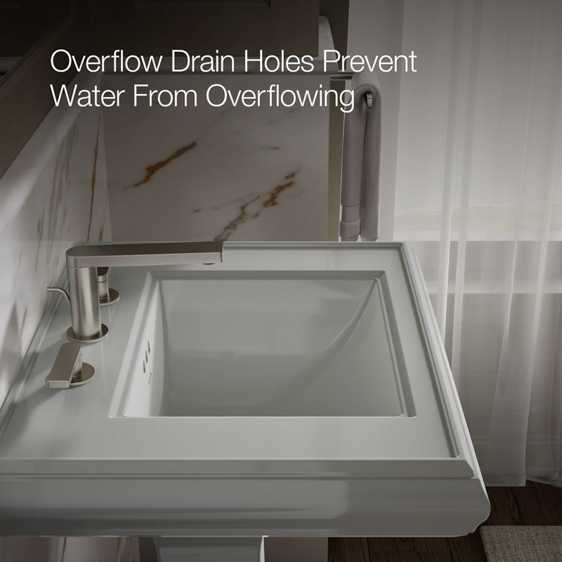 Memoirs®  Pedestal Tall Bathroom Sink with Overflow, Ice Gray, 8" Centers