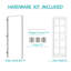 Dalle de porte intérieure pré-suspendue en verre transparent 10-Lite - Panneau de fibres à densité moyenne blanc avec montant réglable et ensemble de quincaillerie -121684102-121684107