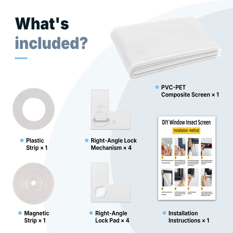 Moustiquaire magnétique autocollante à faire soi-même, Blanc, 47,24 po x 47,24 po